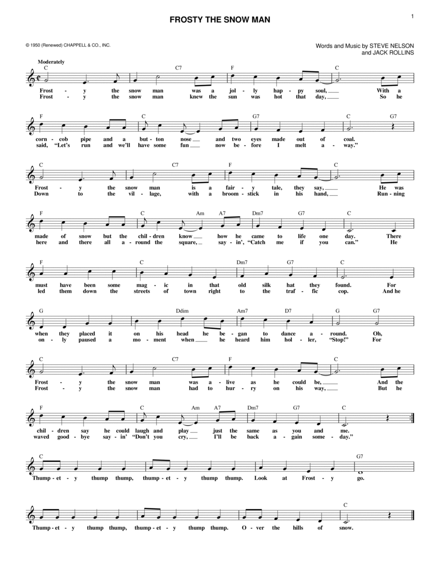Frosty The Snow Man Piano scores gallery preview page 1
