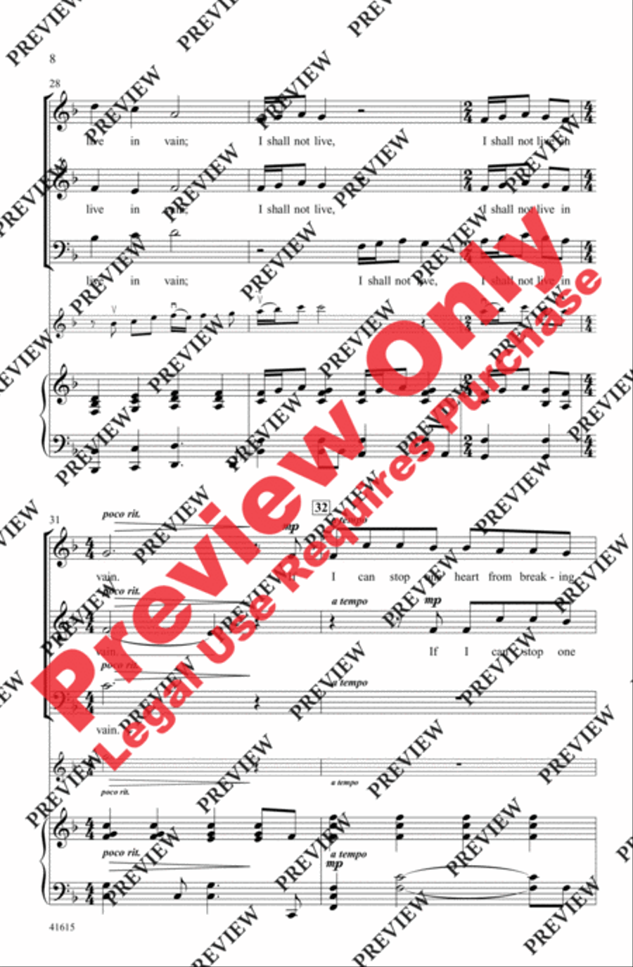 I Shall Not Live in Vain 3-Part scores gallery preview page 19