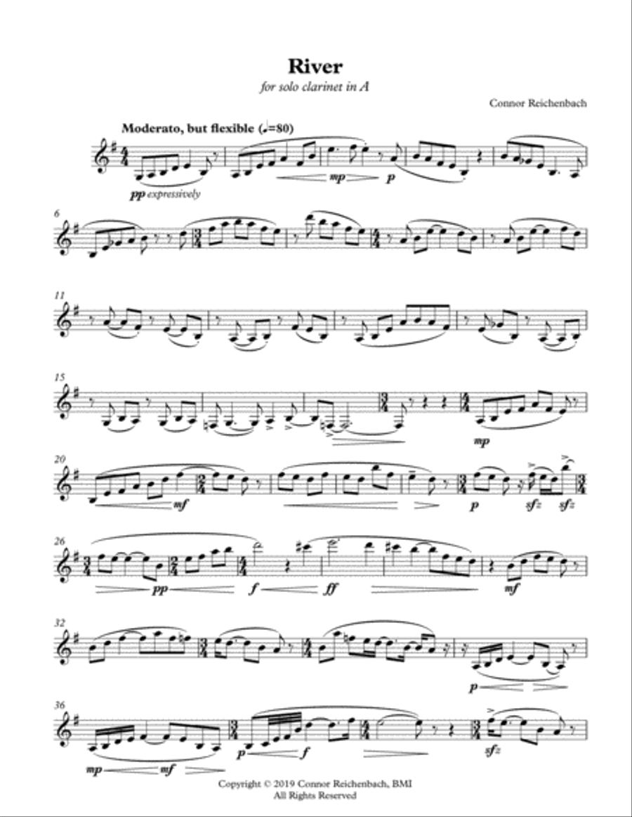 River (clarinet in A) River (clarinet in A) A Clarinet scores gallery preview page 1