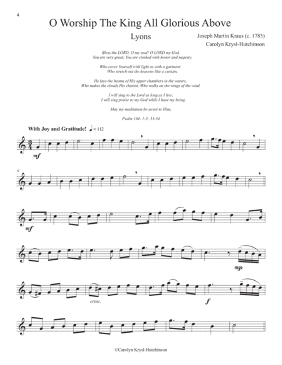 Hymns of Praise and Worship for Unaccompanied Flute, Volume 1