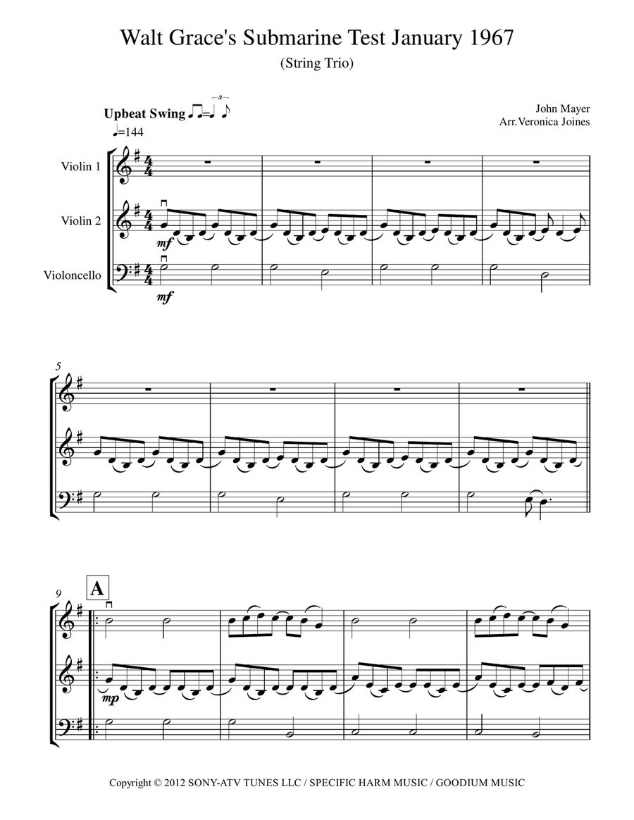 Walt Grace's Submarine Test January 1967 String Trio scores gallery preview page 2