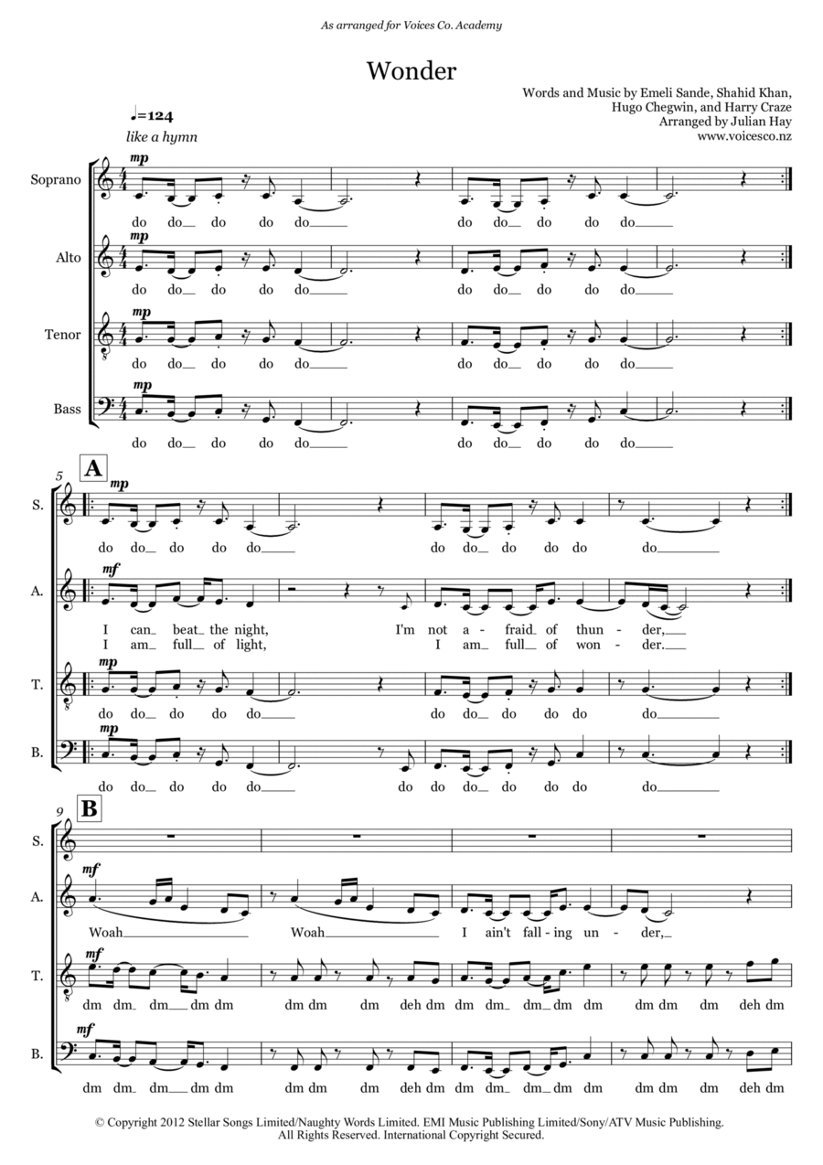 Wonder 4-Part scores gallery preview page 1