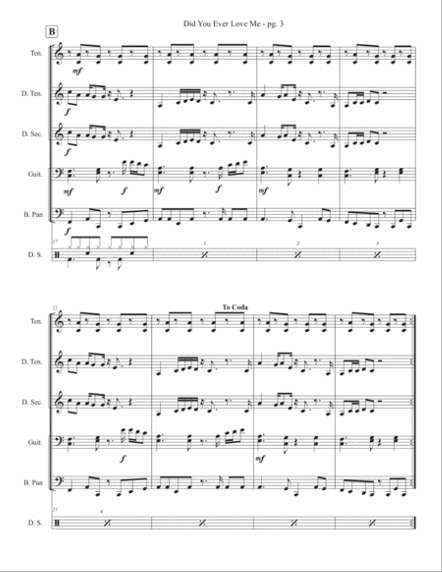 Did You Ever Love Me Percussion Ensemble scores gallery preview page 3