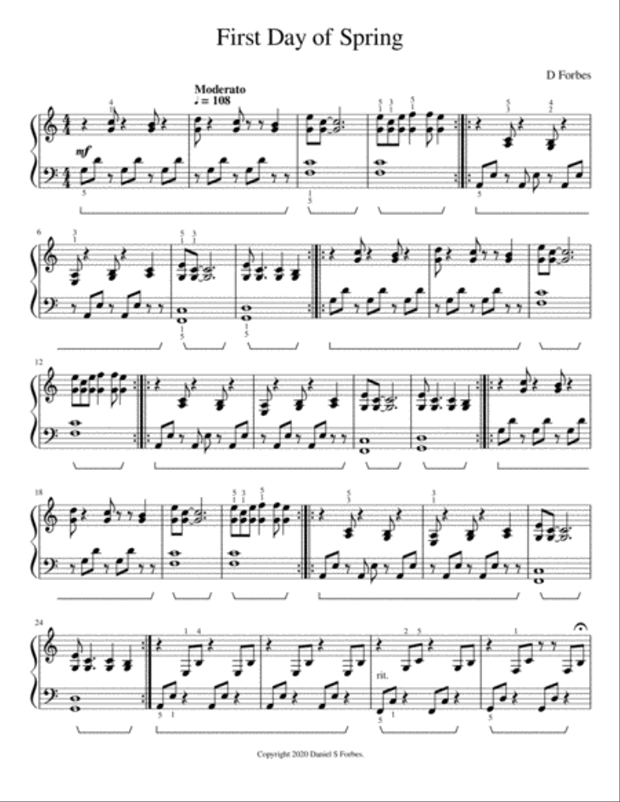 First Day of Spring Piano Solo scores gallery preview page 1