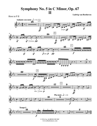 Beethoven Symphony No. 5, Movement II - Horn in F 2 (Transposed Part), Op. 67
