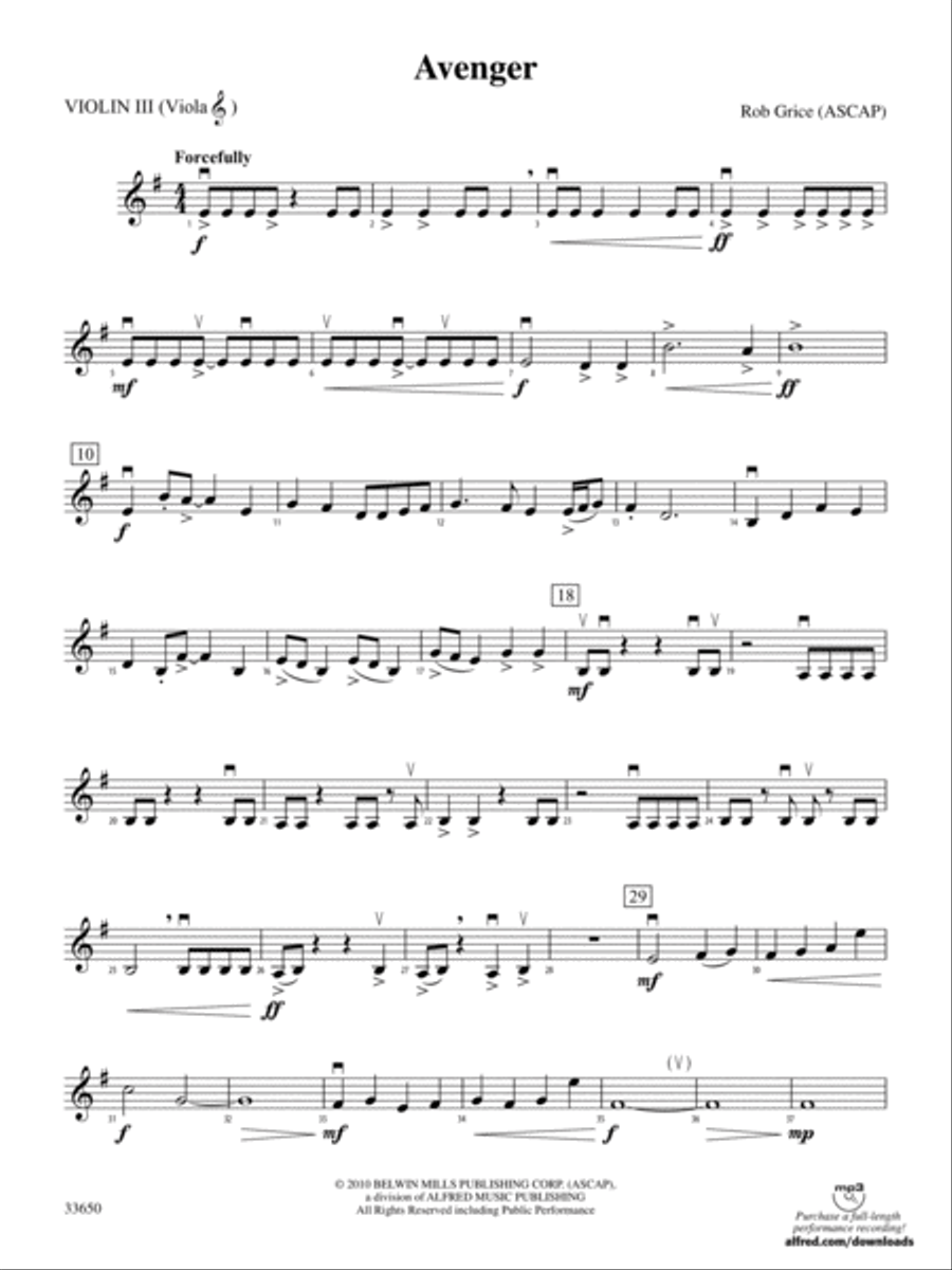 Avenger: 3rd Violin (Viola [TC]) String Orchestra scores gallery preview page 1