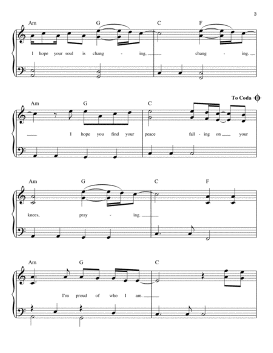 Praying Praying Easy Piano scores gallery preview page 3