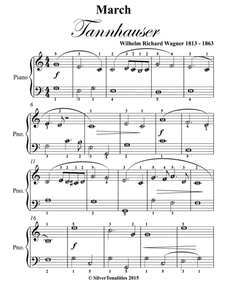 March Tannhauser Easy Piano Sheet Music