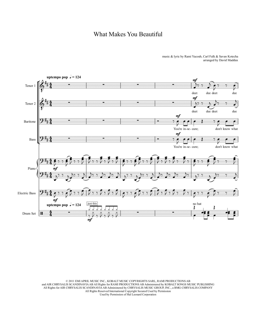 What Makes You Beautiful Small Ensemble scores gallery preview page 1