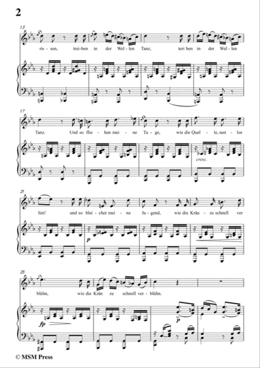 Schubert-Der Jüngling am Bache,Op.87 No.3,in c minor,for voice and piano Voice Solo scores gallery preview page 4