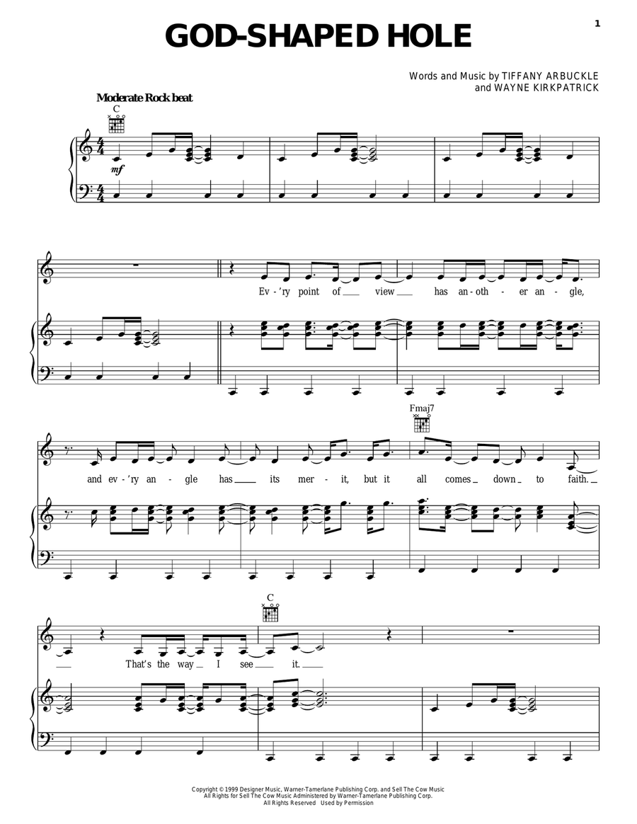 God-Shaped Hole Piano, Vocal, Guitar scores gallery preview page 1