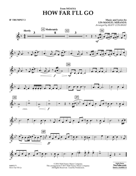 How Far I'll Go (from Moana) - Bb Trumpet 2