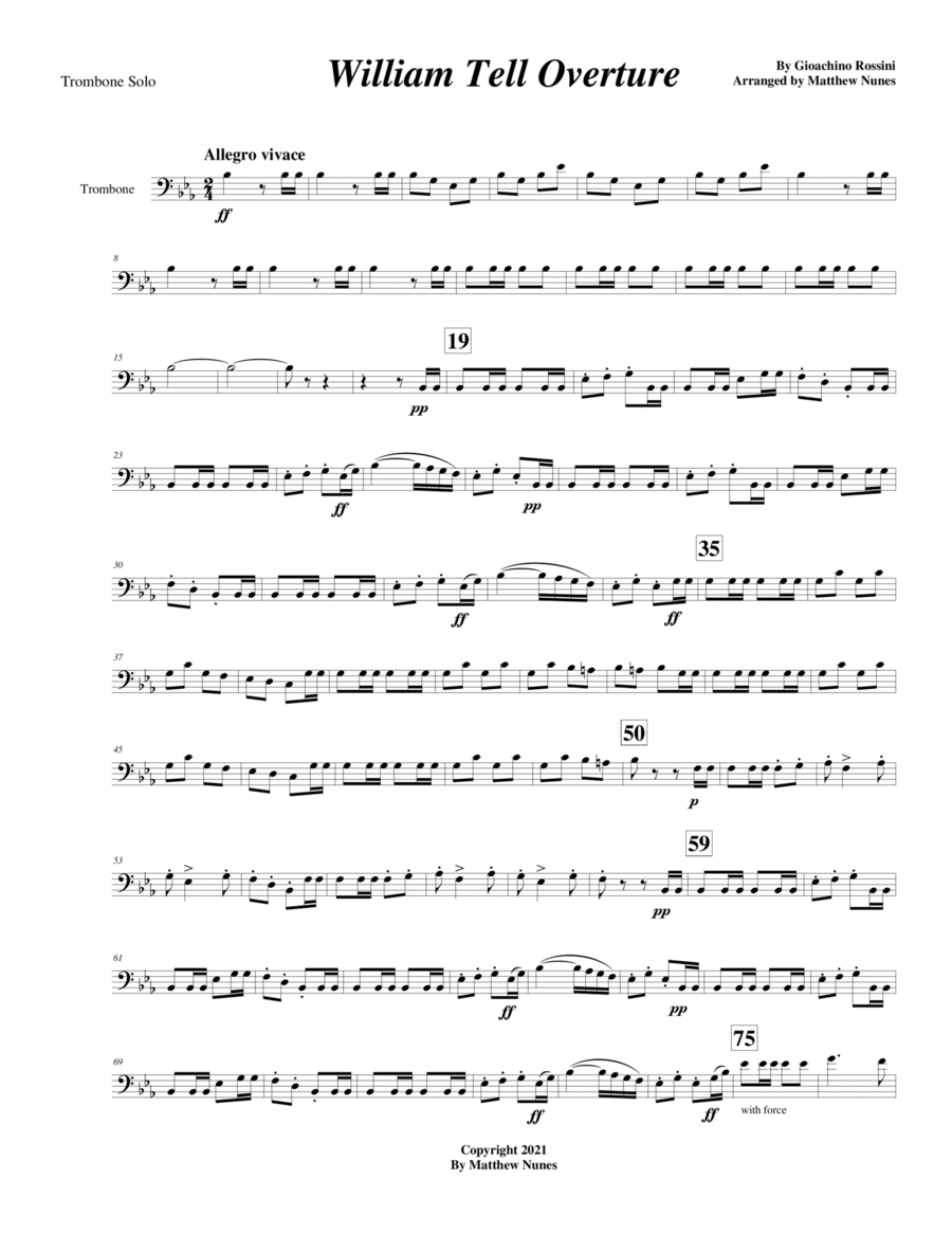 William Tell Overture (Trombone solo) Chamber Music scores gallery preview page 1
