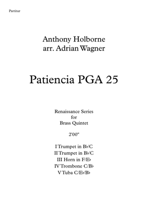 Patiencia PGA 25 (Anthony Holborne) Brass Quintet arr. Adrian Wagner