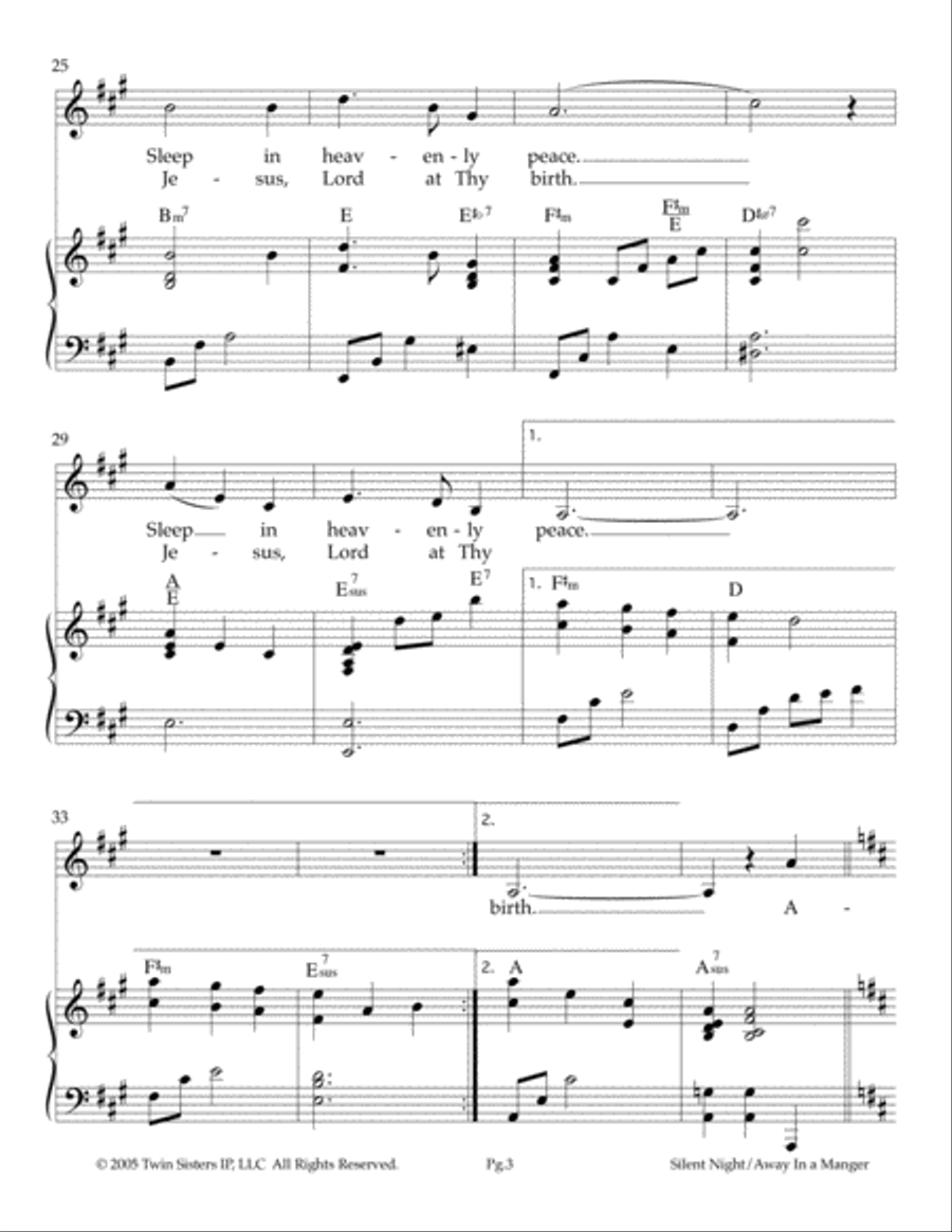 Silent Night / Away In A Manger Silent Night / Away In A Manger Voice scores gallery preview page 3