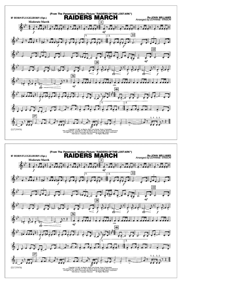 Raiders March (arr. Johnnie Vinson) - Bb Horn/Flugelhorn Marching Band scores gallery preview page 1