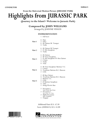 Book cover for Highlights from Jurassic Park - Conductor Score (Full Score)