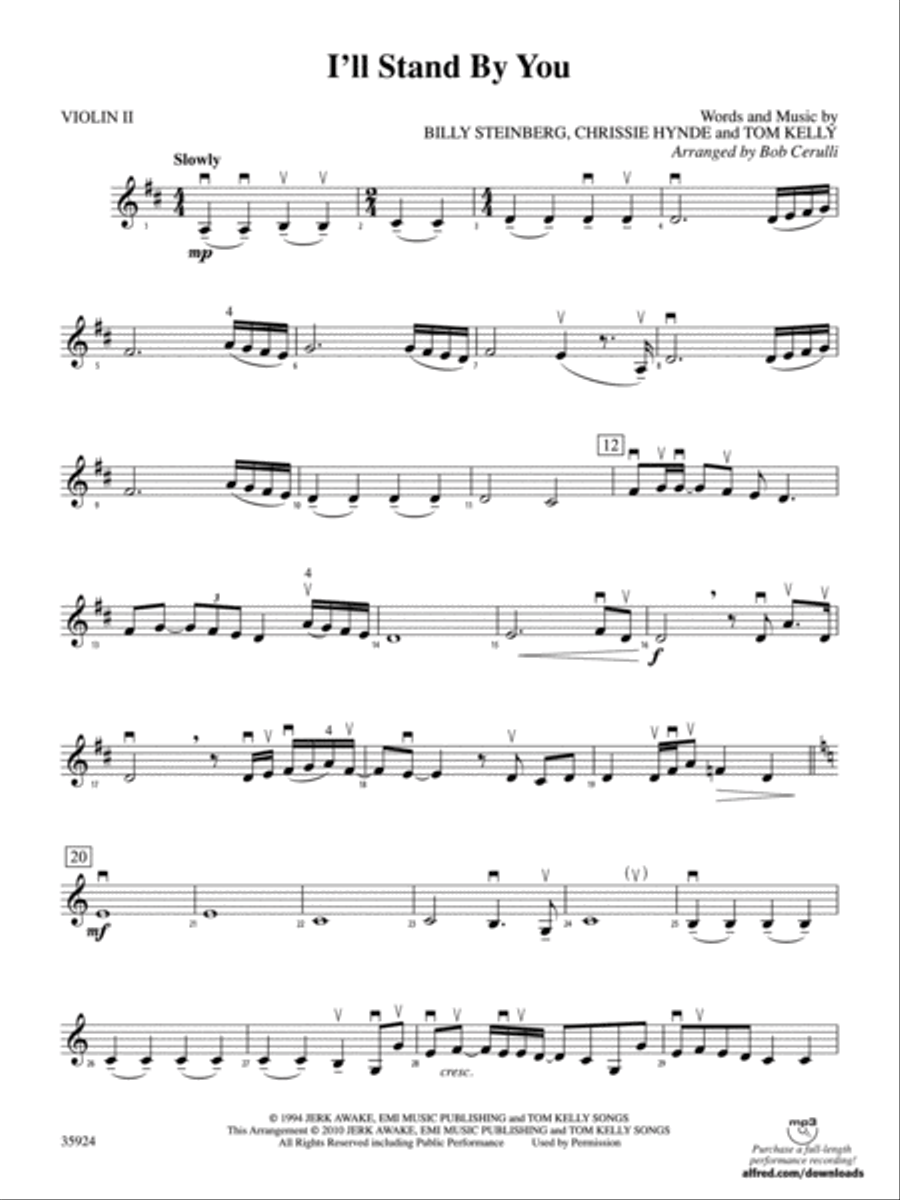 I'll Stand by You: 2nd Violin String Orchestra scores gallery preview page 1