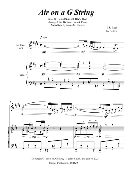 Bach: Air on a G String for Baritone Horn & Piano image number null