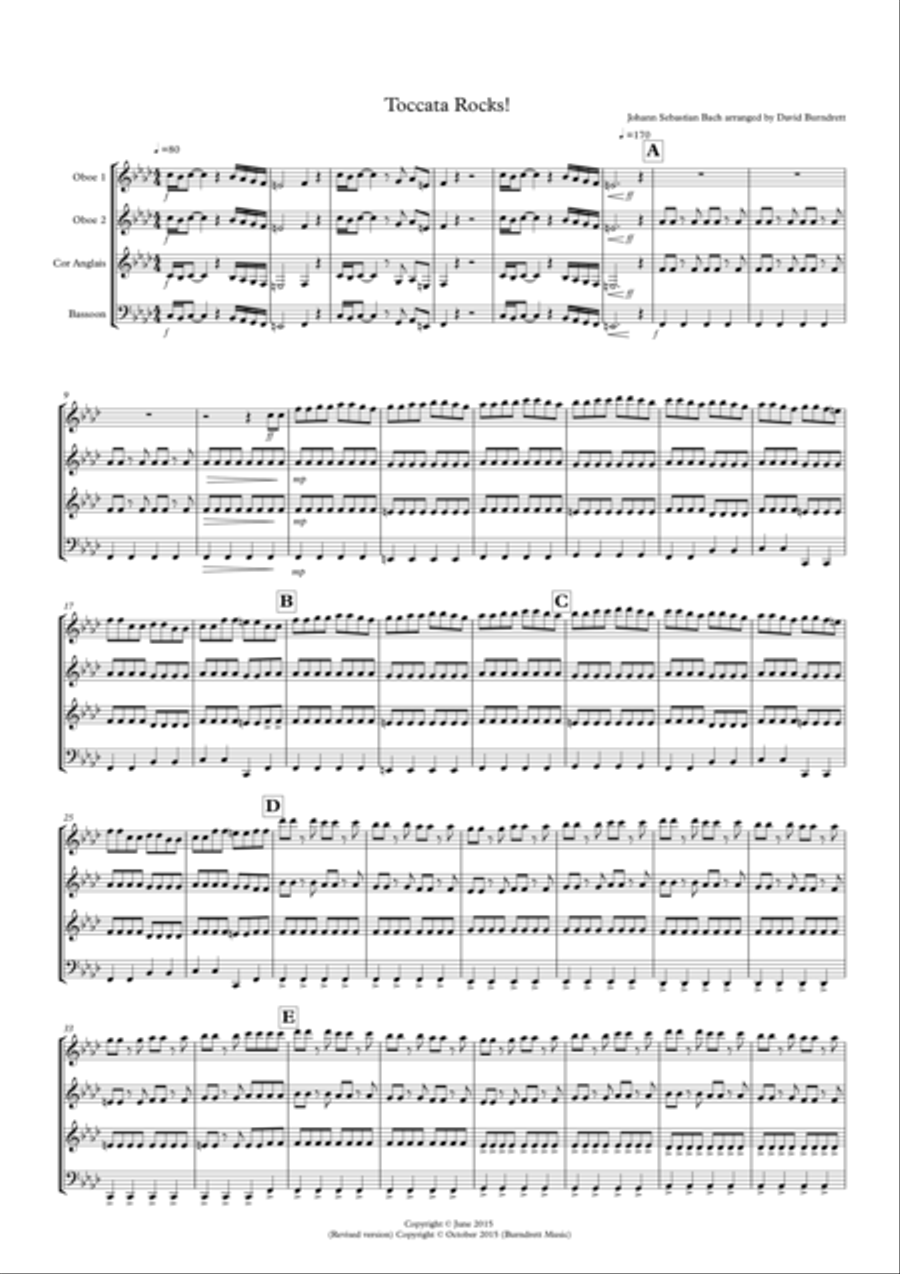 Toccata by Bach Rocks for Double Reed Quartet Woodwind Trio scores gallery preview page 1