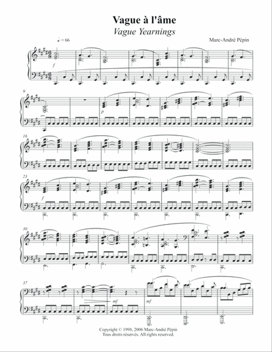 Vague Yearnings / Vague a l'ame Piano Solo scores gallery preview page 2