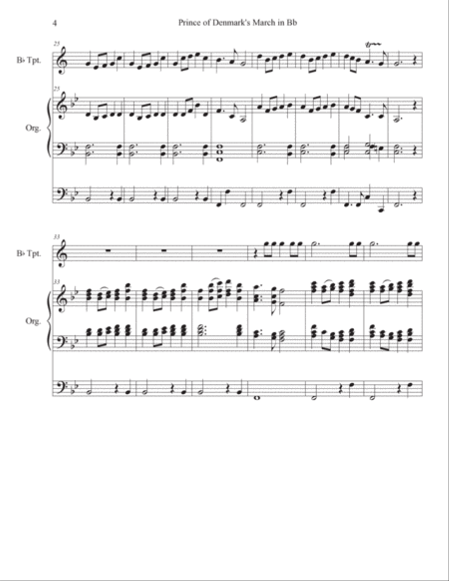 Prince of Denmark's March in Bb (Trumpet Voluntary) Piccolo Trumpet scores gallery preview page 4