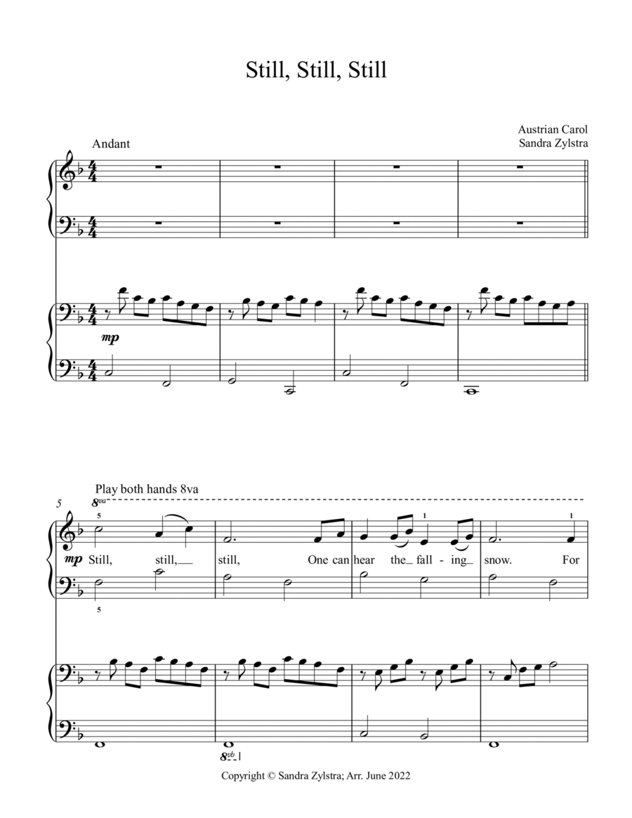 Still, Still, Still (elementary piano with optional duet) Easy Piano scores gallery preview page 1