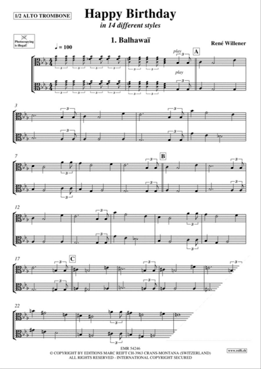Happy Birthday Trombone scores gallery preview page 3