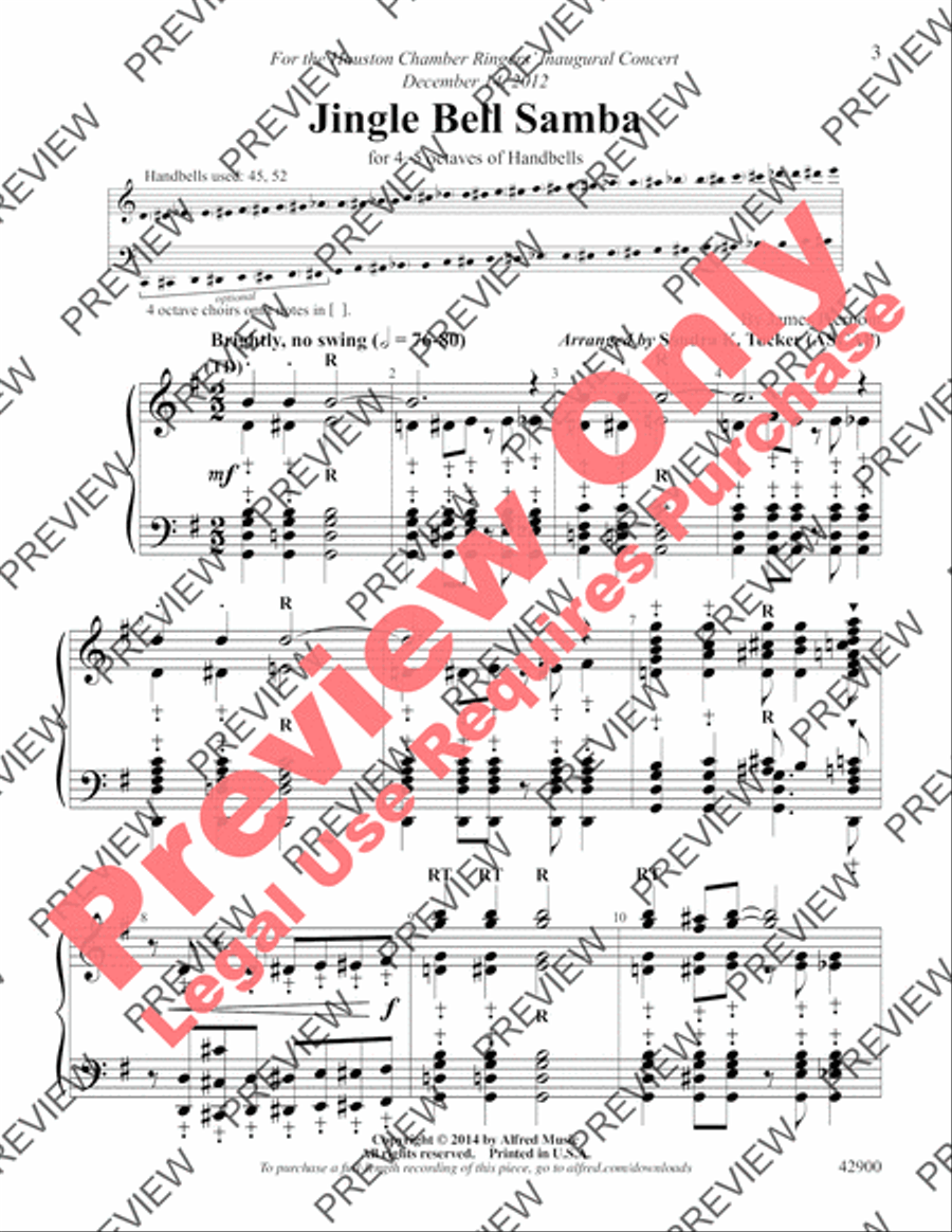 Jingle Bell Samba Handbell Choir scores gallery preview page 3