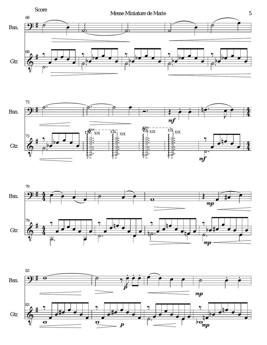 Messe miniature de Marie for bassoon and guitar Bassoon scores gallery preview page 5