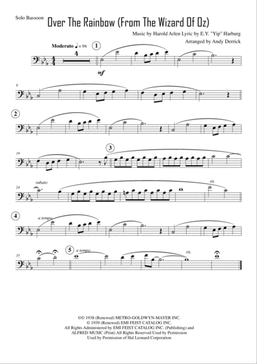 Over The Rainbow (from The Wizard Of Oz) Bassoon scores gallery preview page 1