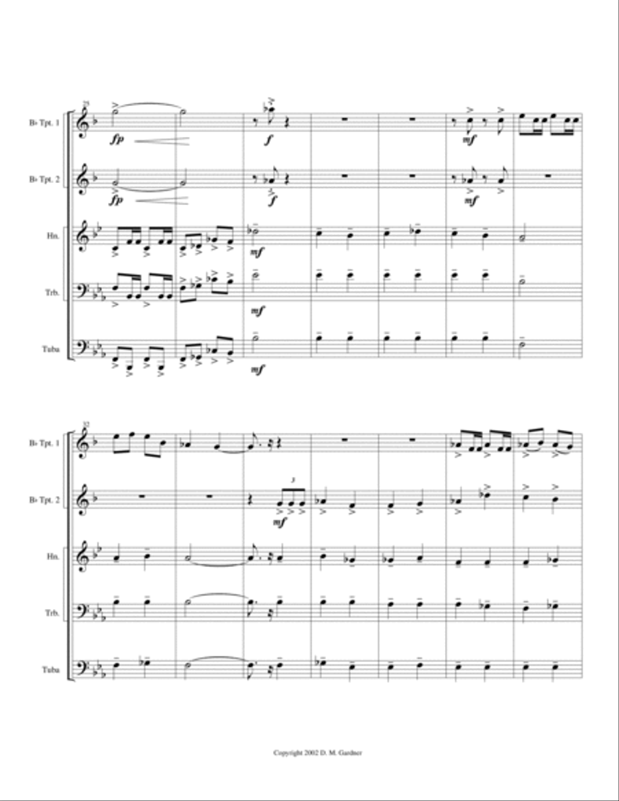 Fanfare con Spirito for Brass Quintet (2 Bb Trpts, Horn in F, Trombone & Tuba) Brass Quintet scores gallery preview page 4
