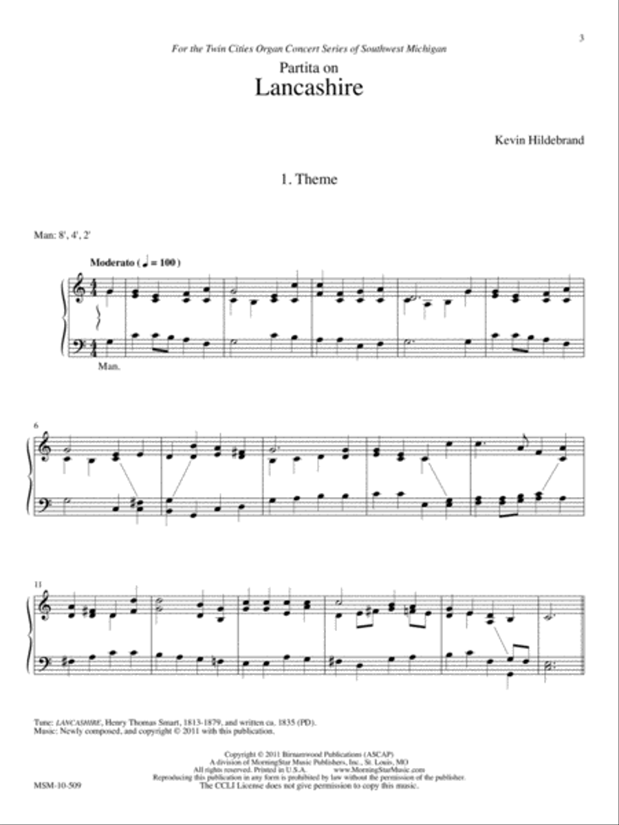 Partita on Lancashire Organ scores gallery preview page 3
