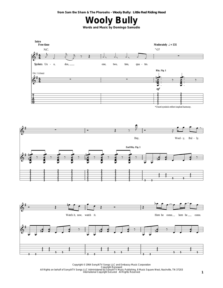 Wooly Bully Wooly Bully Acoustic Guitar scores gallery preview page 1