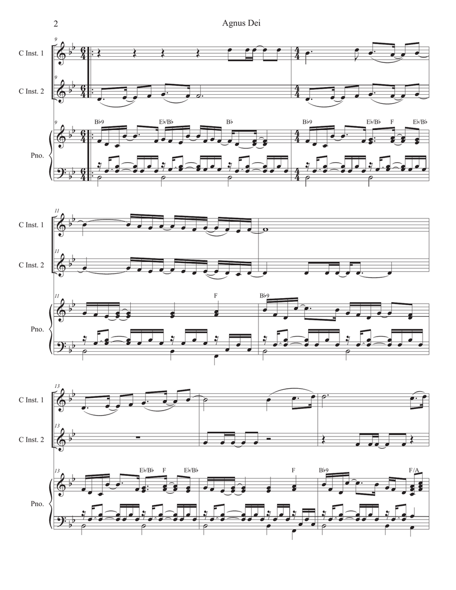 Agnus Dei Piano scores gallery preview page 2