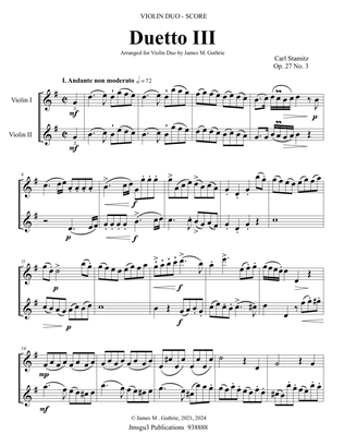 Stamitz: Duetto Op. 27 No. 3 for Violin Duo