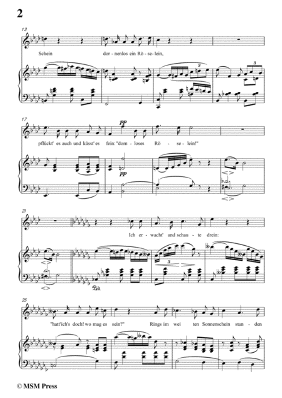 Schumann-Röselein,Röselein,in A flat Major,for Voice and Piano image number null