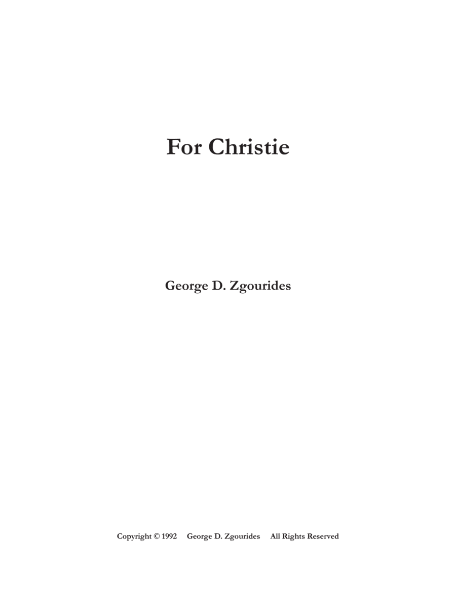 FOR CHRISTIE (1992) Easy Piano scores gallery preview page 1