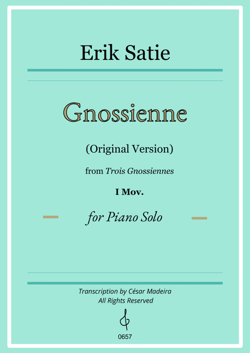 Gnossienne No.1 by Satie - Piano Solo (Original Version) image number null