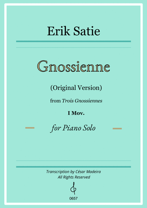 Book cover for Gnossienne No.1 by Satie - Piano Solo (Original Version)
