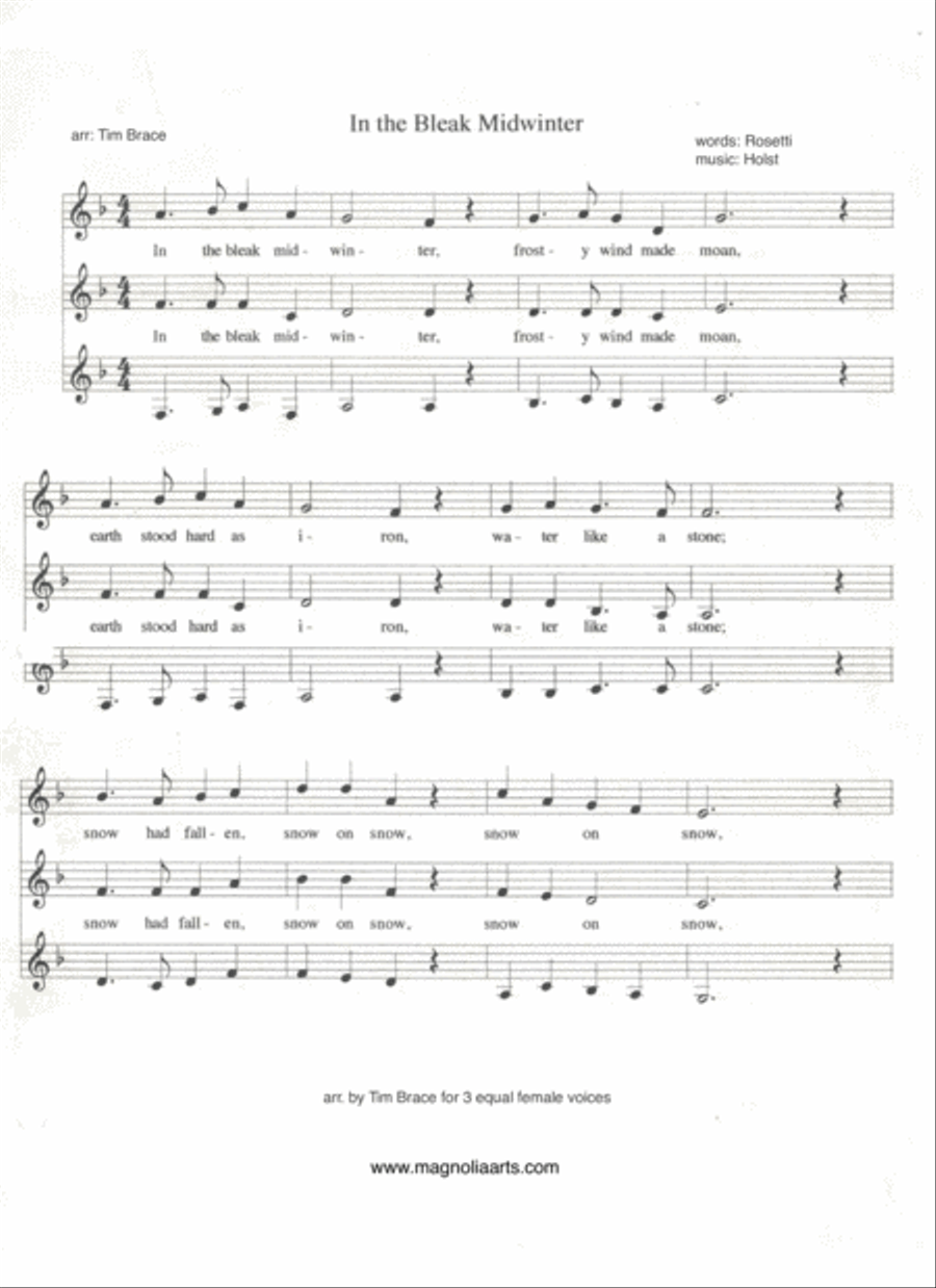 In the Bleak Midwinter In the Bleak Midwinter SSA scores gallery preview page 1