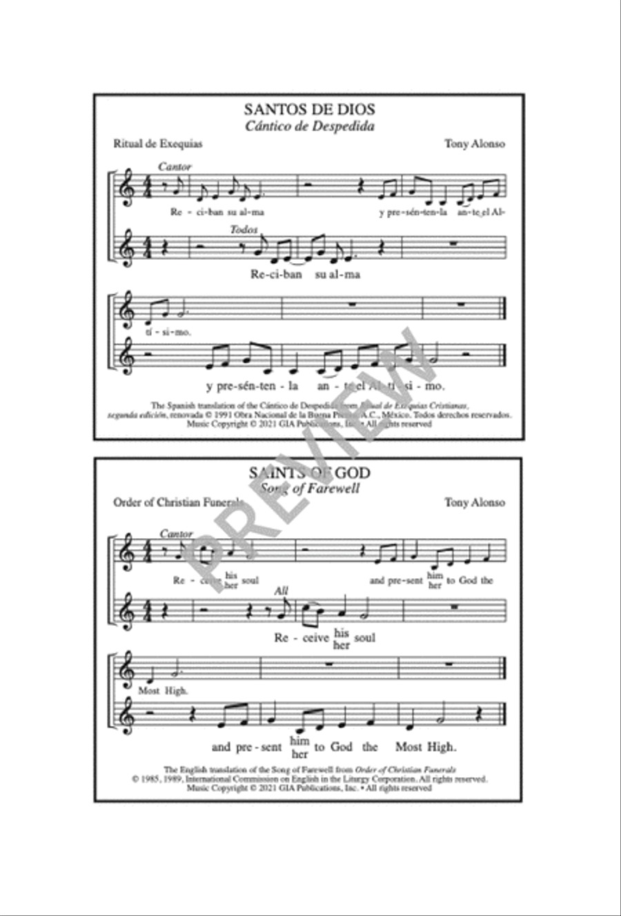 Santos de Dios / Saints of God Unison Choir scores gallery preview page 12