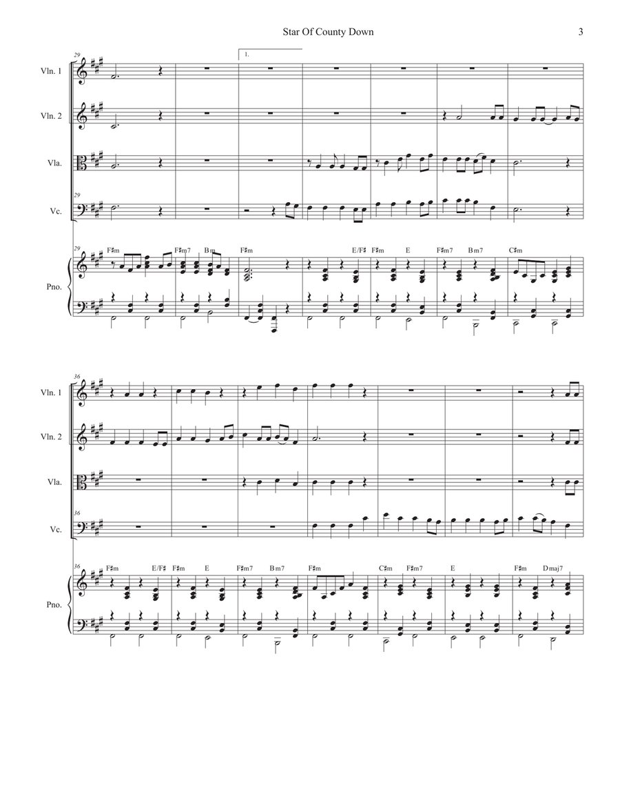 Star Of County Down (String Quartet and Piano) String Quartet scores gallery preview page 3