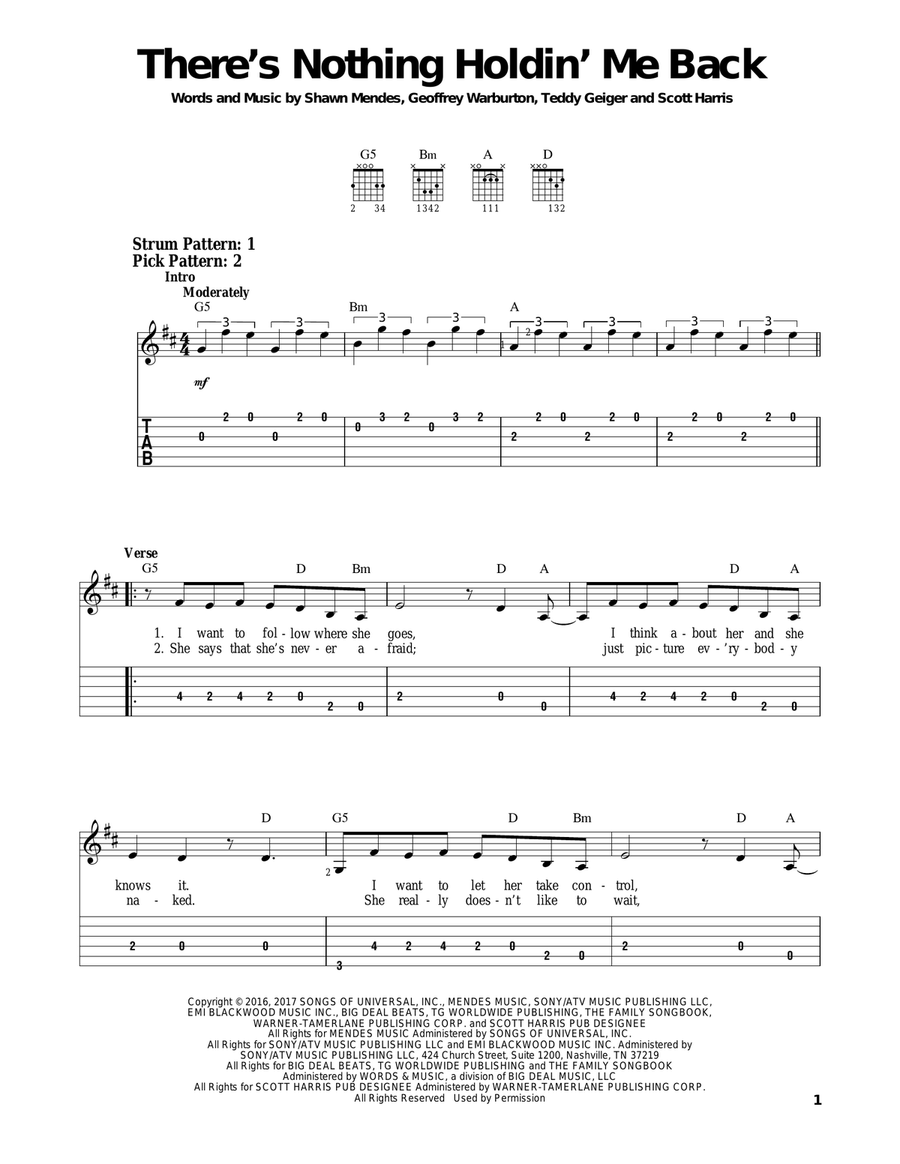 There's Nothing Holdin' Me Back Acoustic Guitar scores gallery preview page 1