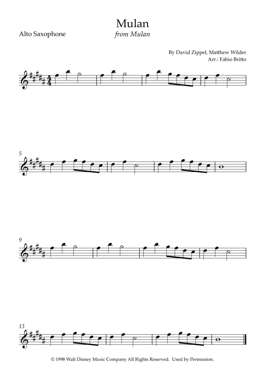 Honor To Us All Alto Saxophone scores gallery preview page 1