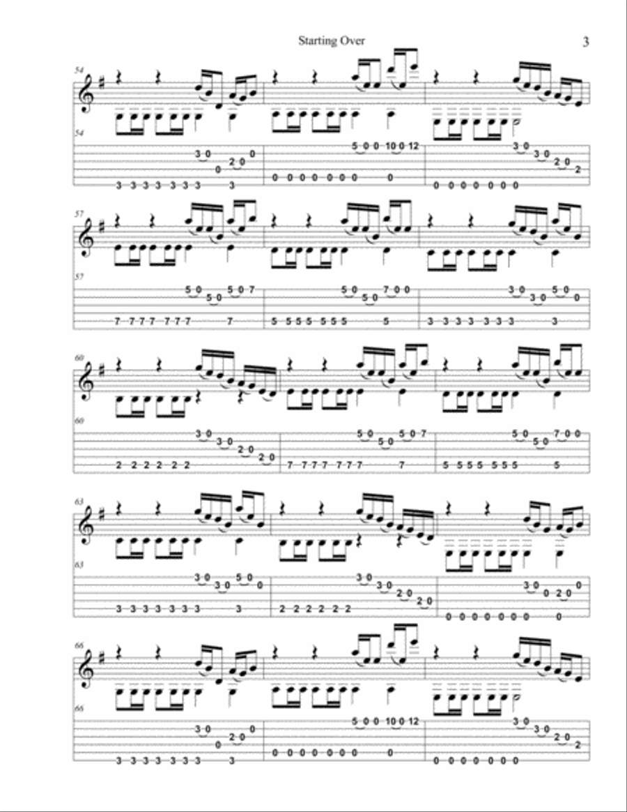 Starting Over Starting Over Guitar Tablature scores gallery preview page 3