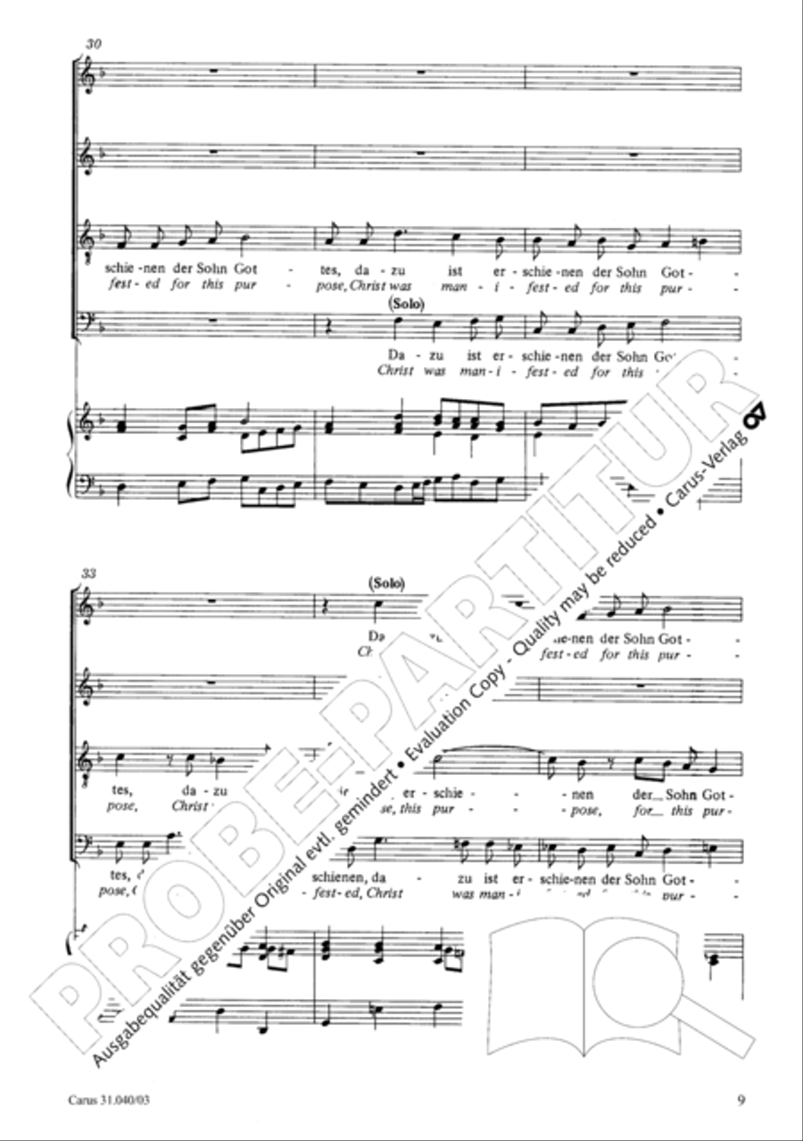Christ was manifested for this purpose (Dazu ist erschienen der Sohn Gottes) ATB scores gallery preview page 10