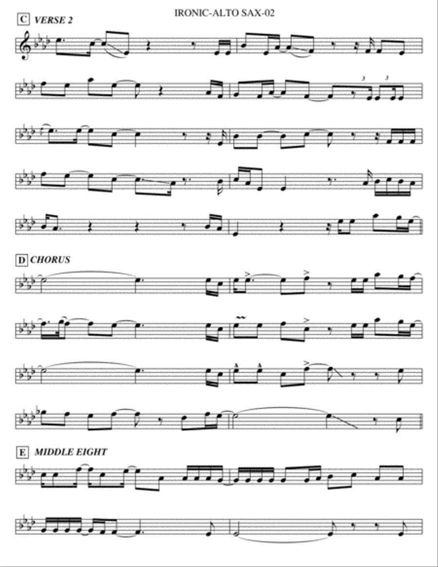 Ironic Ironic Alto Saxophone scores gallery preview page 2