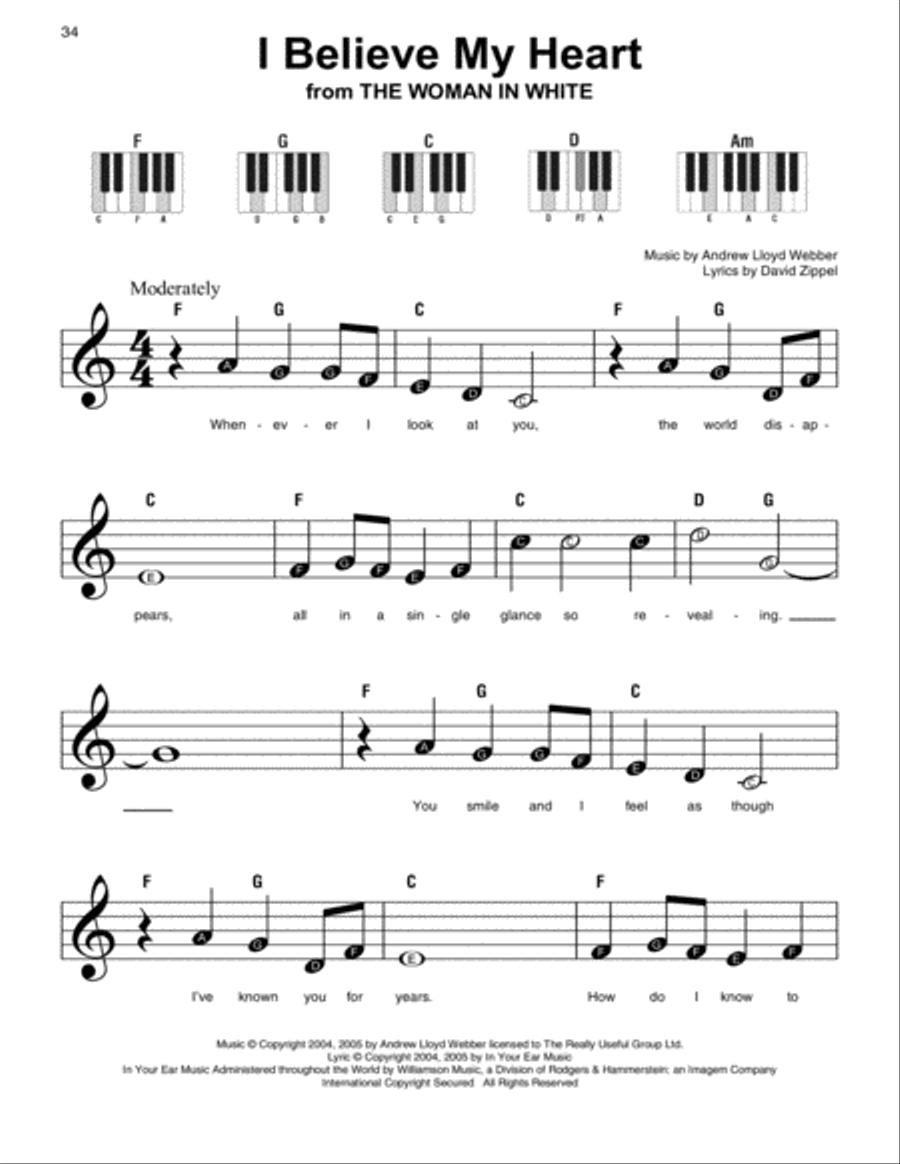 I Believe My Heart (from The Woman In White) Easy Piano scores gallery preview page 1