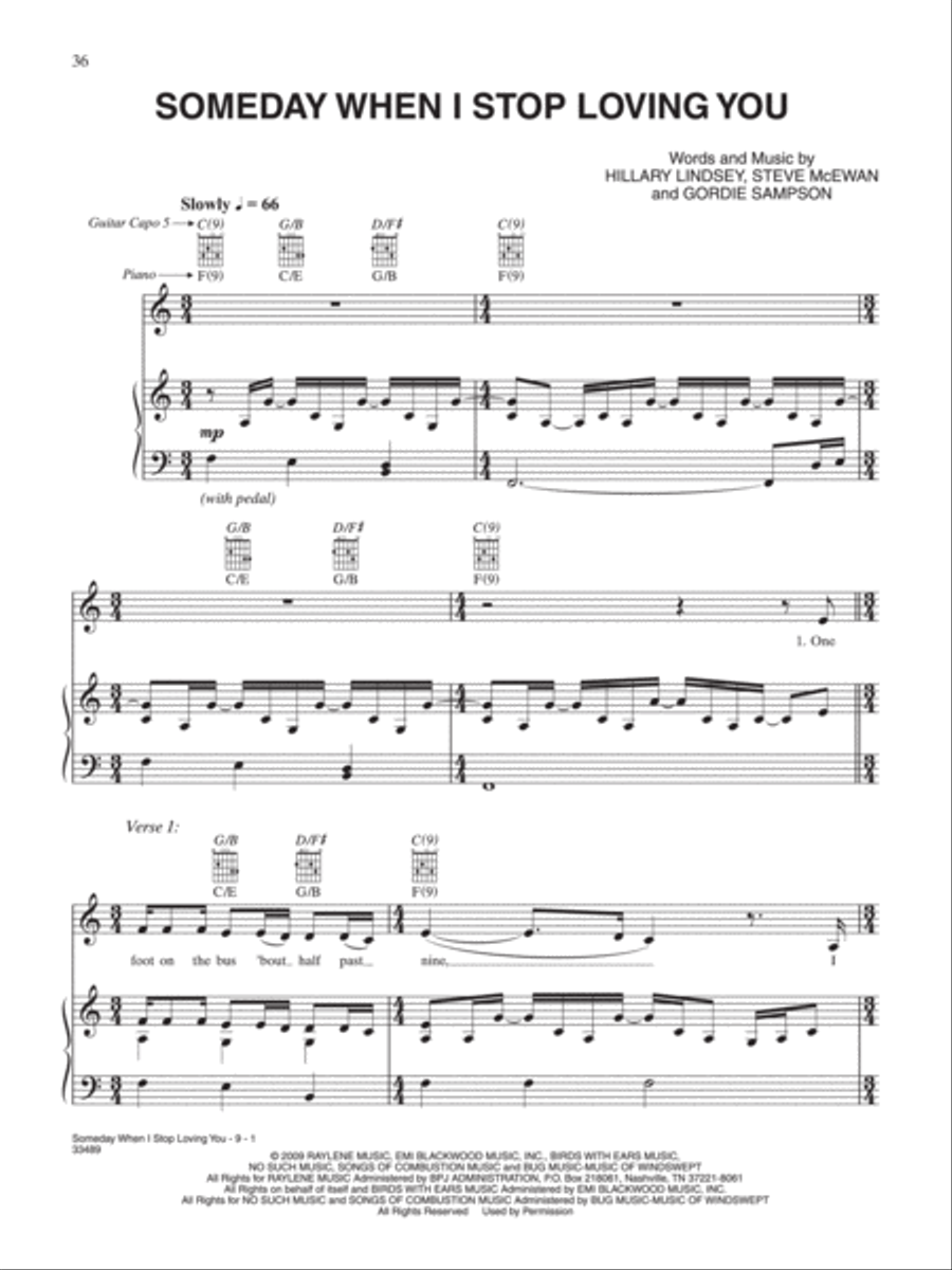 Someday When I Stop Loving You Piano, Vocal, Guitar scores gallery preview page 1